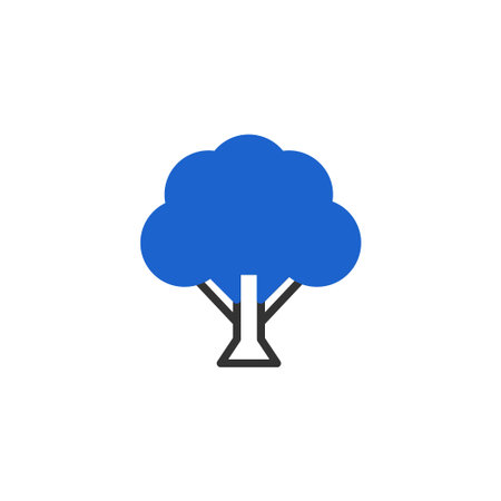 Stylized blue tree icon. Symbolizes nature, environment, and growth. Simple, clean design suitable for various applications.のイラスト素材