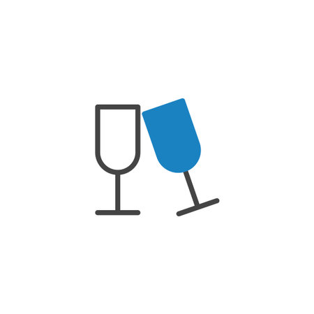 Two wine glasses toasting, vector icon illustration. Celebration, party, or special occasion concept.のイラスト素材