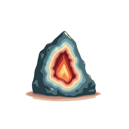 Illustration of a colorful agate geode slice with a warm, glowing interior. Isolated on white background.のイラスト素材