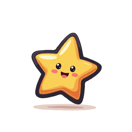 Adorable cartoon star with a happy expression, perfect for children's illustrations and cheerful designs.のイラスト素材
