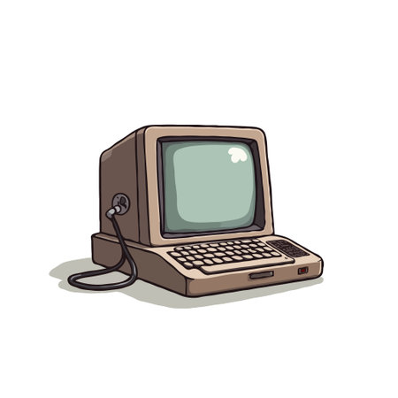 Vintage computer illustration in pixel art style. Perfect for retro technology and gaming themes. Isolated on white.のイラスト素材