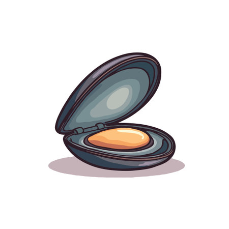 Illustration of an open mussel shell with a pearl inside. Seafood delicacy with a gem.のイラスト素材