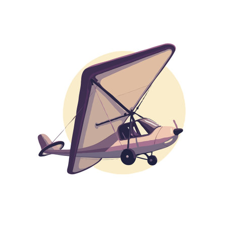 Cartoon illustration of a small ultralight airplane with a hang glider wing, isolated on a white background.のイラスト素材