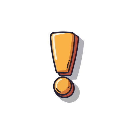 Cartoon style exclamation mark icon illustration. Attention sign, alert symbol, warning concept. Vector design.のイラスト素材
