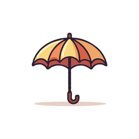 Cute cartoon umbrella icon, weather protection. Isolated vector illustration of an umbrella on white background.のイラスト素材
