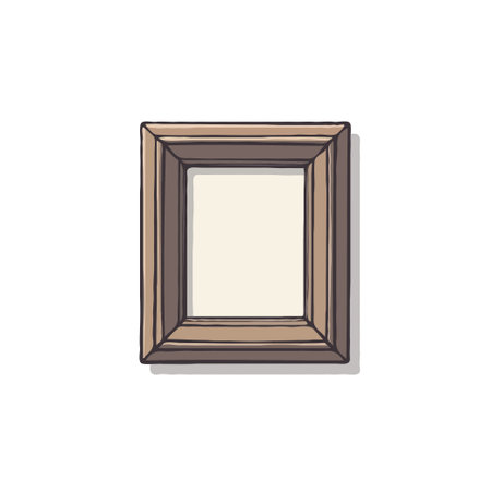 Wooden frame with empty space inside for picture or photo. Isolated vector illustration. Top view.のイラスト素材