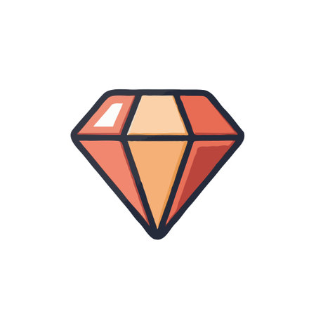 Illustration of a shiny diamond gemstone icon with a modern design. Perfect for jewelry, luxury, or design projects.のイラスト素材