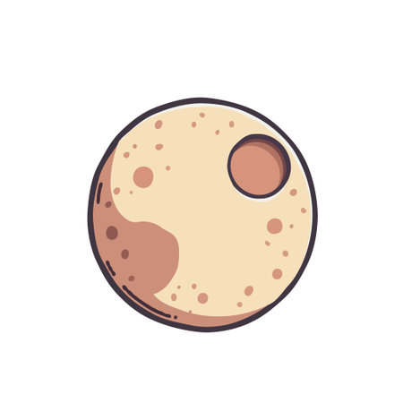 Vector illustration of a cartoon moon with craters. Perfect for space, astronomy, and children's designs.のイラスト素材