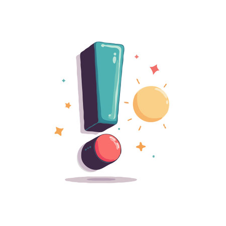 Whimsical exclamation mark illustration in retro cartoon style. Perfect for adding emphasis and fun to designs.のイラスト素材