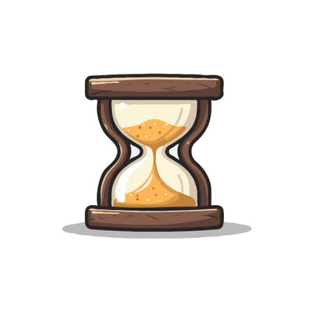 Illustration of a cartoon hourglass with sand flowing, symbolizing time, deadlines, and the passing...