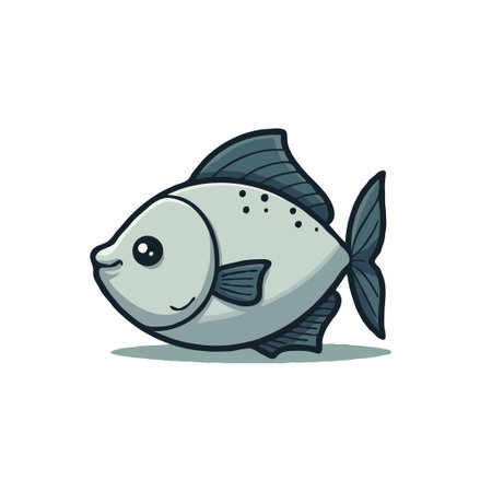 Adorable cartoon fish illustration with a simple design, ideal for children's books or educational materials.のイラスト素材