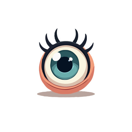 A whimsical cartoon eye with stylized lashes, perfect for playful designs, animations, or branding with a cute and unique touch.のイラスト素材