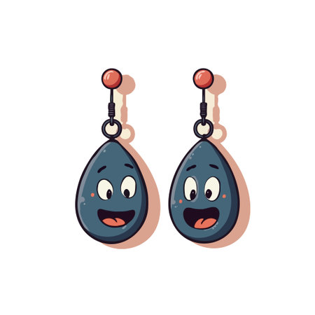 Cute cartoon earrings with happy faces. Fun jewelry design for kids and adults. Playful and whimsical accessory.のイラスト素材