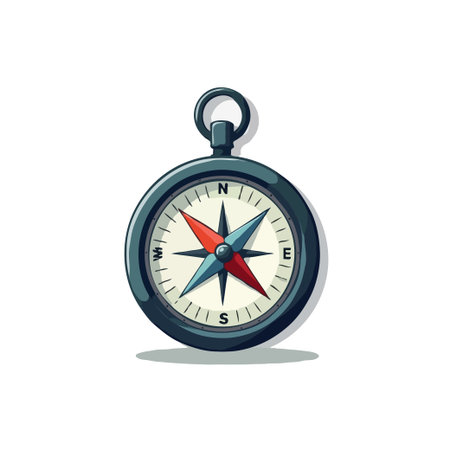 Illustration of a classic compass, a navigational tool used for determining direction, isolated on white background.のイラスト素材
