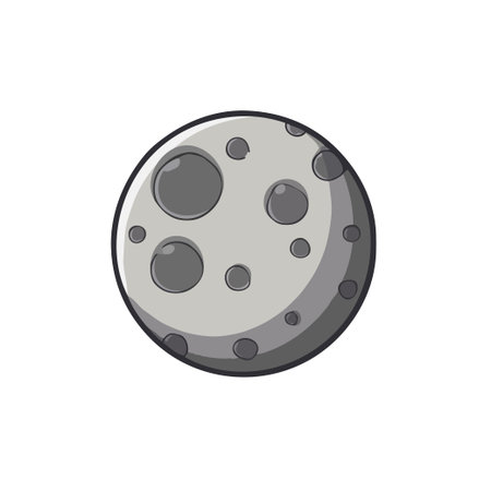 Cartoon illustration of a full moon with craters, isolated on white background. Space and astronomy concept.のイラスト素材