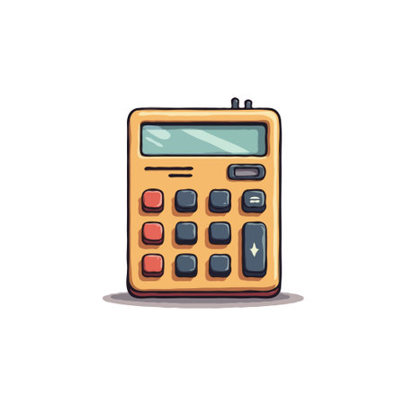 Illustration of a vintage-style calculator with rounded buttons and a pastel color scheme. Perfect for finance and math concepts.のイラスト素材