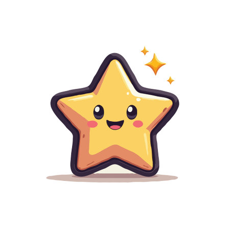 Adorable cartoon star character with a cheerful expression and sparkling accents, perfect for children's illustrations.のイラスト素材