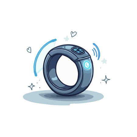 Illustration of a smart ring with pixel art style. Wearable technology concept, isolated on white background.のイラスト素材