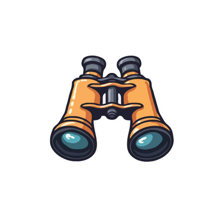 Illustration of binoculars, symbolizing exploration, discovery, and observation. Ideal for travel, adventure, and outdoor themes.のイラスト素材