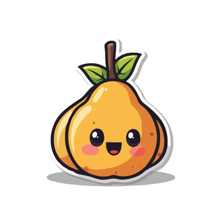 Adorable pear cartoon with a happy face. Perfect for children's books, stickers, and educational materials.のイラスト素材