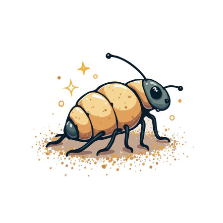 Adorable cartoon illustration of a pill bug, also known as a roly poly, isolated on a white background.のイラスト素材