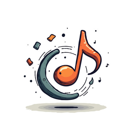 Creative illustration of a stylized music note icon with dynamic elements, perfect for music-related designs and branding.のイラスト素材