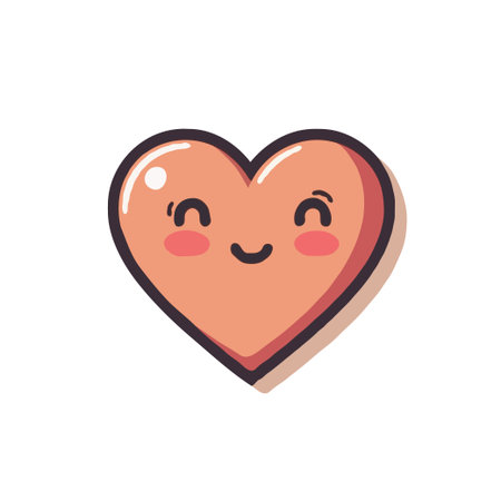 Adorable heart cartoon illustration with a cheerful smile. Perfect for expressing love, happiness, and positive emotions.のイラスト素材