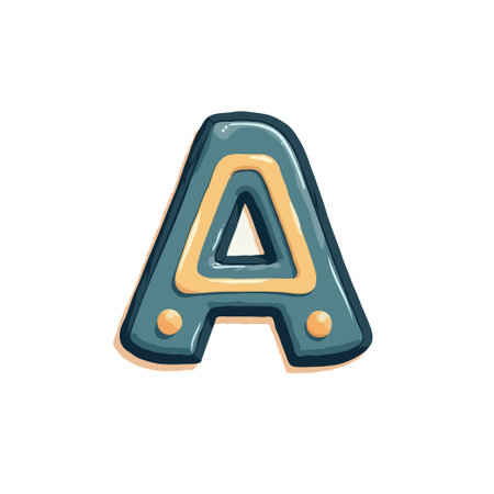 Whimsical cartoon illustration of the letter A, perfect for educational materials or playful designs. Cute and colorful alphabet element.のイラスト素材