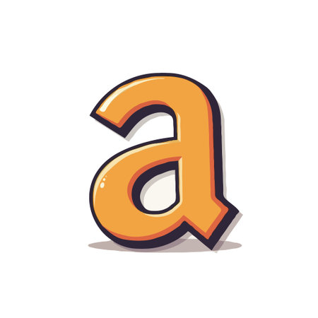 Illustration of a lowercase letter A in a cartoon style, featuring bold outlines and vibrant colors.のイラスト素材