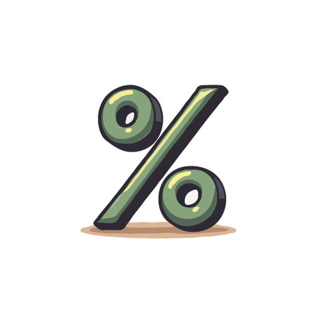 Pixel art illustration of a green percentage sign with shadow, isolated on white background. Finance and mathematics concept.のイラスト素材