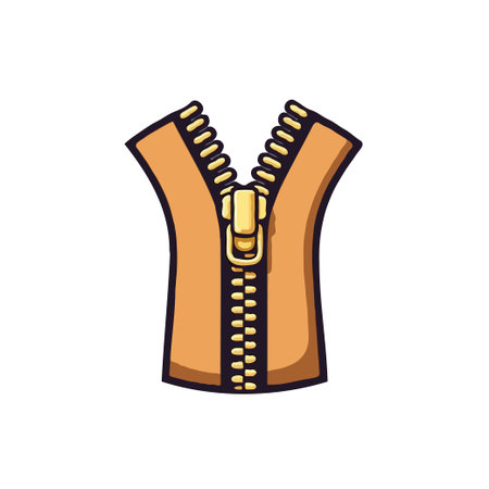 Cartoon style zipper icon. Vector illustration of a zipper with a brown color scheme.のイラスト素材