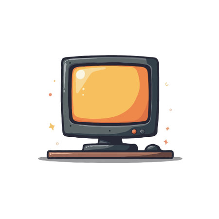 Vintage computer monitor with a bright orange screen, symbolizing nostalgia and early technology.