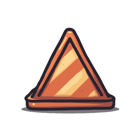 A cartoon-style orange traffic cone with yellow stripes, symbolizing construction or caution.