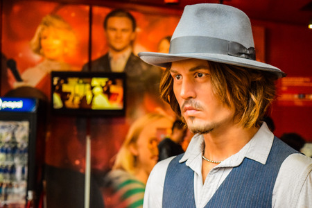 Hollywood Blvd,Los Angeles, California 01.16.2016: Johnny Depp in Madame Tussauds Hollywood wax museum. Marie Tussaud was born as Marie Grosholtz in 1761のeditorial素材