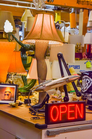 USA, CA, Los Angeles, Hollywood, 11 Janua 2015: Photo of Warner Bros inside views. Studio Tour Hollywood, chandeliers  lamps, books, a mummy, skeleton, background, vintage, Russian chandelier, statuesのeditorial素材