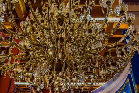 USA, CA, Los Angeles, Hollywood, 11 Janua 2015: Photo of Warner Bros inside views. Studio Tour Hollywood, chandeliers  lamps, books, a mummy, skeleton, background, vintage, Russian chandelier, statuesのeditorial素材