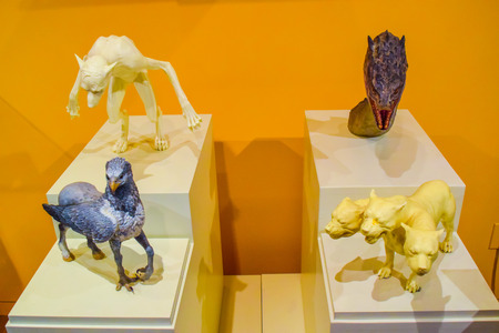 USA, CA, Los Angeles, Hollywood, 11 Janua 2015: Photo of Warner Bros inside views. Studio Tour Hollywood, VIP  TOUR. Harry Potter, Harry costume cloak,  broom, spider,  book, car, Harry Potter Castleのeditorial素材