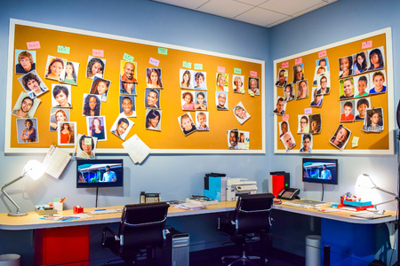 USA, CA, Los Angeles, Hollywood, 11 Janua 2015: Photo of Warner Bros inside views. Studio Tour Hollywood, VIP  TOUR. set lego city movie, Superman suit, decorations, studio Friends TV Show, recordingのeditorial素材