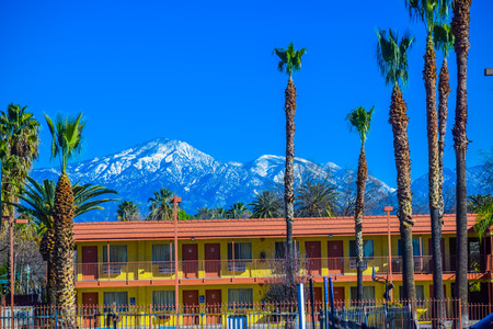 Los Angeles snowy mountains in the backgroundのeditorial素材
