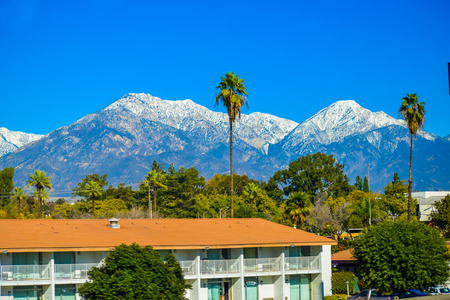 Los Angeles snowy mountains in the backgroundのeditorial素材