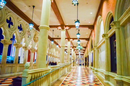 Las Vegas, NV, USA . January 21, 2016:  The Venetian Resort Hotel & Casino. The resort opened on May 3, 1999 with flutter of white doves, sounding trumpets, singing gondoliersのeditorial素材