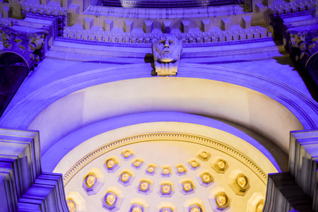 Las Vegas, NV, USA . January 21, 2016: King Neptune Fountain sculpture at The Forum Shops. The venue includes more than 160 shops and haute couture boutiques, as well as 11 gourmet restaurants.のeditorial素材