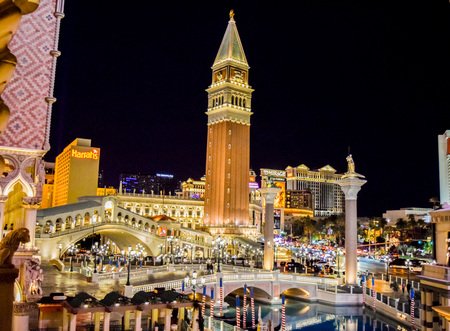Las Vegas, NV, USA . January 21, 2016:  The Venetian Resort Hotel & Casino. The resort opened on May 3, 1999 with flutter of white doves, sounding trumpets, singing gondoliersのeditorial素材