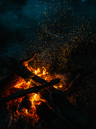 fire in nature . bokeh from the fire . blurred backgrounds . Space views.の写真素材