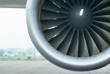  Screw close-up of a turbofan engine  