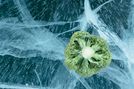 Broccoli is beautiful on pure ice. One of the most beautiful glacial lakes on earth - Lake Baikal.の写真素材