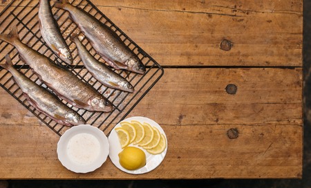 Fresh fish before cooking on the grill.の写真素材