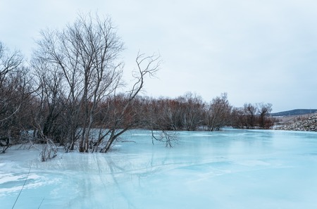Ice on the river in the spring.の写真素材