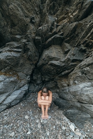 Loneliness in the rocks.の写真素材