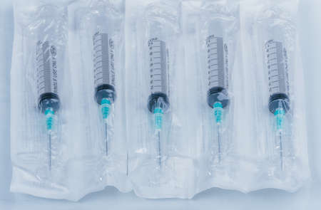 Medicine, Injection, vaccine and disposable syringe isolated, drug concept. Sterile vial medical....